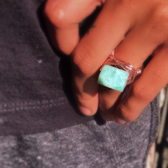 Natural Gemstone Wire Wrapped Rings - Picture 3 of 5